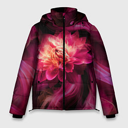 Куртка зимняя мужская Розовый цветок в огне - нейросеть, цвет: 3D-светло-серый