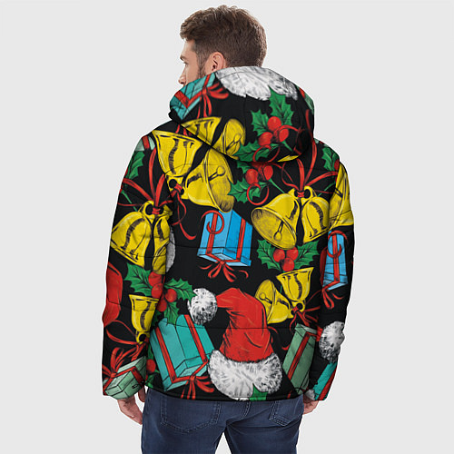 Мужская зимняя куртка Узор с рождественскими колокольчиками / 3D-Светло-серый – фото 4