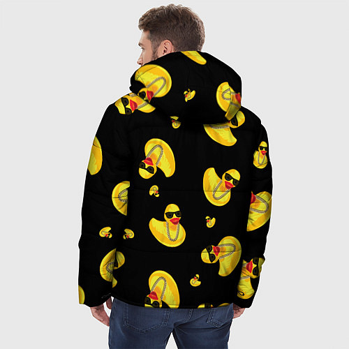 Мужская зимняя куртка Жёлтая уточка в в темных очках и цепочке на черном / 3D-Черный – фото 4