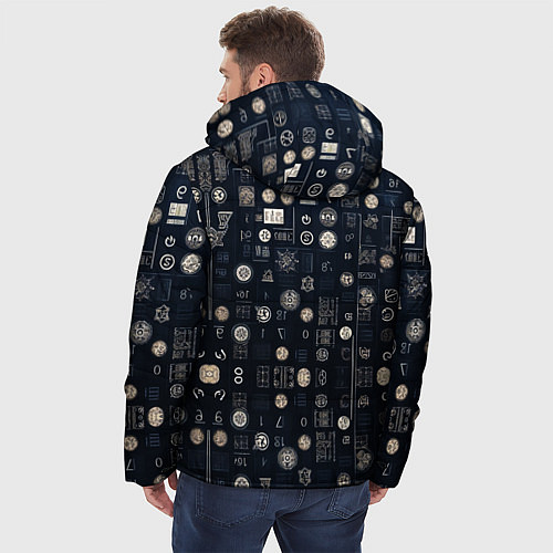 Мужская зимняя куртка Загадка ребус из цифр и знаков / 3D-Черный – фото 4