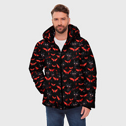 Куртка зимняя мужская Летучие мыши на Хеллоуин, цвет: 3D-черный — фото 2