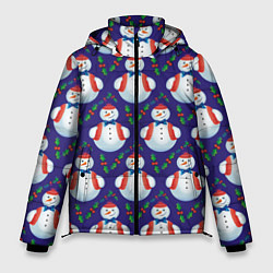Куртка зимняя мужская Милые снеговики - зимний узор, цвет: 3D-черный