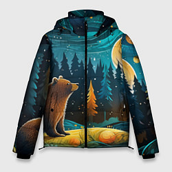 Мужская зимняя куртка Хозяин тайги: медведь в лесу