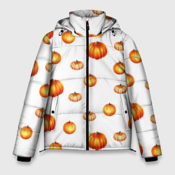 Куртка зимняя мужская Оранжевые тыквы - паттерн, цвет: 3D-светло-серый