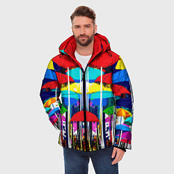 Куртка зимняя мужская Mirror pattern of umbrellas - pop art, цвет: 3D-светло-серый — фото 2