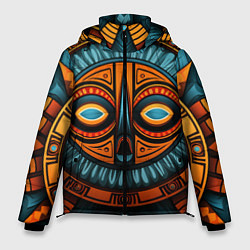 Куртка зимняя мужская Орнамент в африканском стиле, цвет: 3D-черный