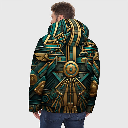 Мужская зимняя куртка Орнамент в египетском стиле / 3D-Светло-серый – фото 4