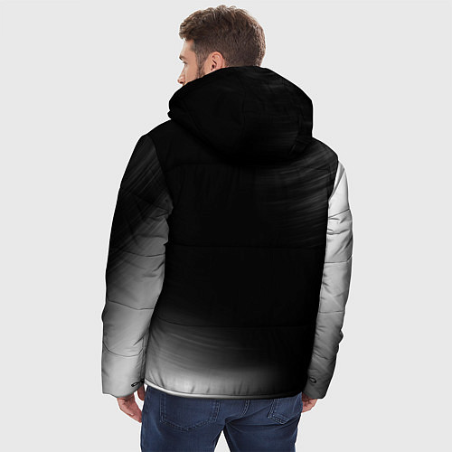 Мужская зимняя куртка Scorpions glitch на темном фоне вертикально / 3D-Черный – фото 4