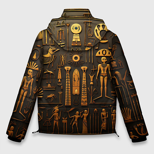 Мужская зимняя куртка Арт в стиле египетских письмен / 3D-Красный – фото 2