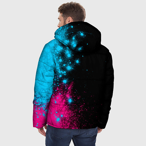 Мужская зимняя куртка Bon Jovi - neon gradient: по-вертикали / 3D-Черный – фото 4