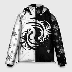 Куртка зимняя мужская Инь Янь - Драконы, цвет: 3D-черный