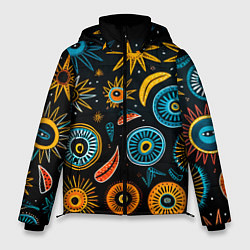 Куртка зимняя мужская Африканский узор - нейросеть, цвет: 3D-черный
