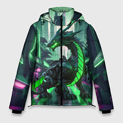 Куртка зимняя мужская Неоновый зеленый дракон, цвет: 3D-черный