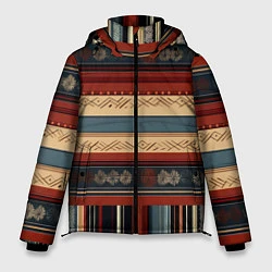 Куртка зимняя мужская Этнический принт в полоску, цвет: 3D-светло-серый