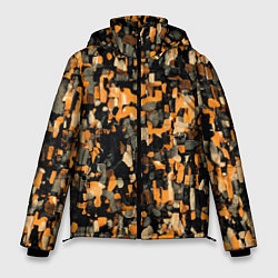 Куртка зимняя мужская Мазки коричневой краски, цвет: 3D-красный