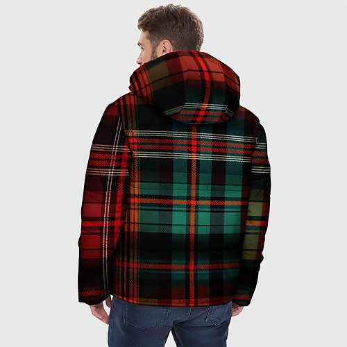 Мужская зимняя куртка Красно-зелёная шотландская клетка / 3D-Черный – фото 4