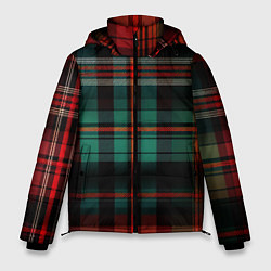Куртка зимняя мужская Красно-зелёная шотландская клетка, цвет: 3D-черный