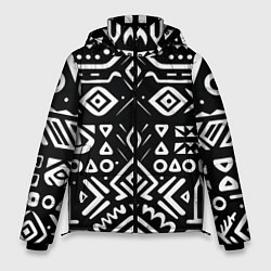 Куртка зимняя мужская Черно-белый абстрактный паттерн, цвет: 3D-черный