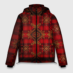 Куртка зимняя мужская Красная шотландская клетка royal stewart, цвет: 3D-черный