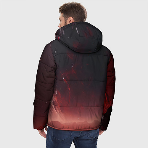Мужская зимняя куртка Красно черная космическая планета / 3D-Черный – фото 4