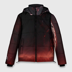 Куртка зимняя мужская Красно черная космическая планета, цвет: 3D-черный