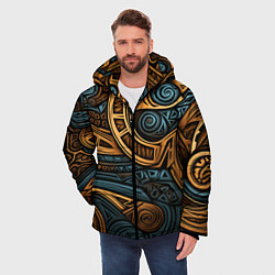 Куртка зимняя мужская Паттерн в викингском стиле, цвет: 3D-черный — фото 2