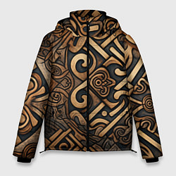 Куртка зимняя мужская Асимметричный узор в викингском стиле, цвет: 3D-черный