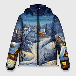 Куртка зимняя мужская Деревня новогодняя, цвет: 3D-светло-серый
