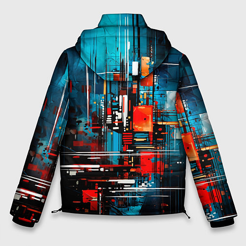 Мужская зимняя куртка Городская абстракция / 3D-Красный – фото 2