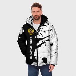 Куртка зимняя мужская Биатлонист из России и герб РФ по-вертикали, цвет: 3D-черный — фото 2