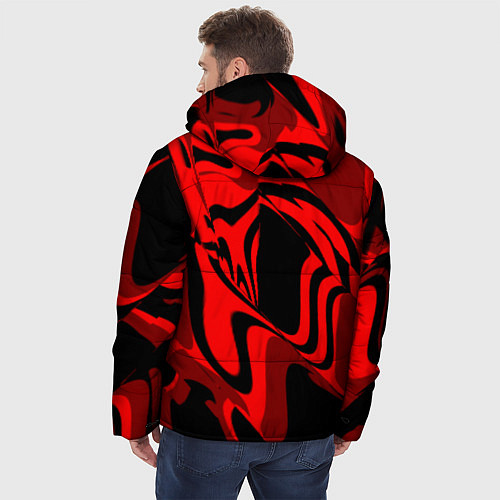 Мужская зимняя куртка Черно-красное предупреждение / 3D-Черный – фото 4