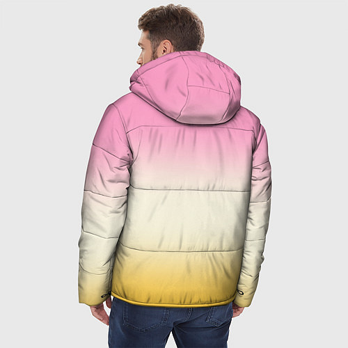 Мужская зимняя куртка Розовый бежевый желтый градиент / 3D-Черный – фото 4