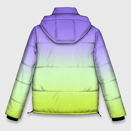 Мужская зимняя куртка Фиолетовый мятный и желто-зеленый градиент / 3D-Светло-серый – фото 2