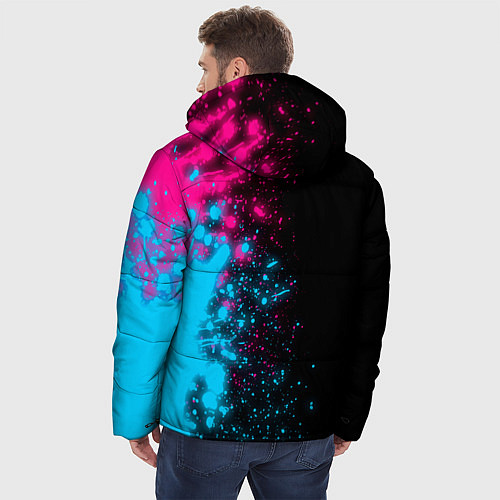 Мужская зимняя куртка Nickelback - neon gradient по-вертикали / 3D-Черный – фото 4