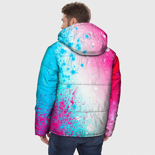 Мужская зимняя куртка In Flames neon gradient style по-вертикали / 3D-Черный – фото 4