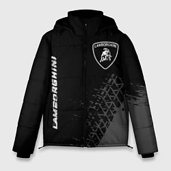 Куртка зимняя мужская Lamborghini speed на темном фоне со следами шин ве, цвет: 3D-черный