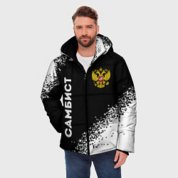 Куртка зимняя мужская Самбист из России и герб РФ вертикально, цвет: 3D-черный — фото 2