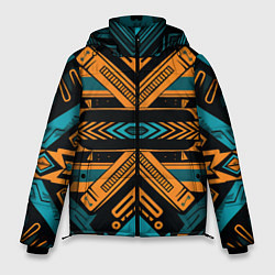 Куртка зимняя мужская Геометрический узор в стиле ацтеков, цвет: 3D-светло-серый