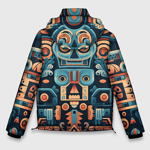 Мужская зимняя куртка Симметричный абстрактный паттерн в ацтекском стиле / 3D-Красный – фото 2