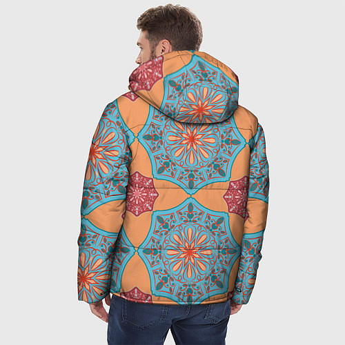 Мужская зимняя куртка Ажурный орнамент / 3D-Красный – фото 4