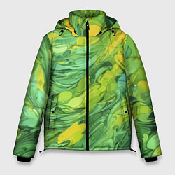 Куртка зимняя мужская Зелено желтая краска, цвет: 3D-черный