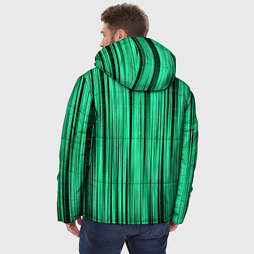 Мужская зимняя куртка Абстракция полосы зелёные / 3D-Черный – фото 4