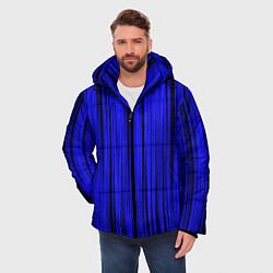 Куртка зимняя мужская Абстрактные полосы ультрамарин, цвет: 3D-черный — фото 2