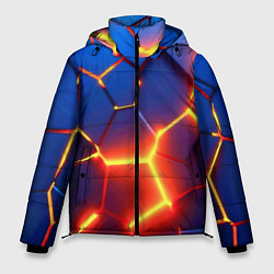Куртка зимняя мужская Огненные плиты с разломом, цвет: 3D-красный