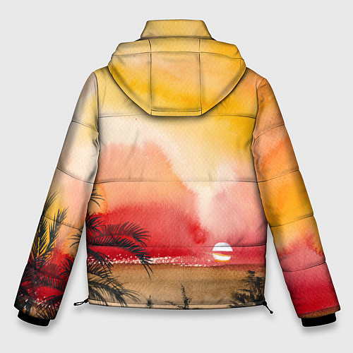 Мужская зимняя куртка Тропический закат акварель / 3D-Красный – фото 2
