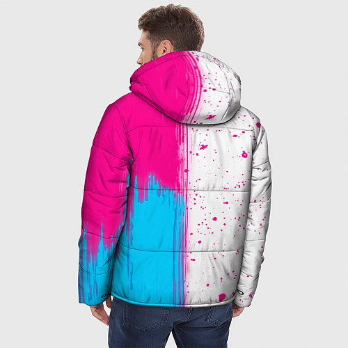 Мужская зимняя куртка Paramore neon gradient style по-вертикали / 3D-Черный – фото 4
