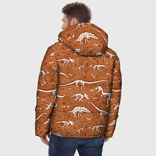 Мужская зимняя куртка Скелеты динозавров / 3D-Черный – фото 4