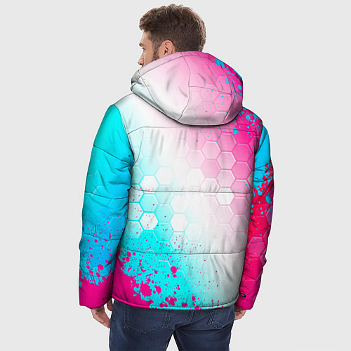 Мужская зимняя куртка The Witcher neon gradient style вертикально / 3D-Черный – фото 4