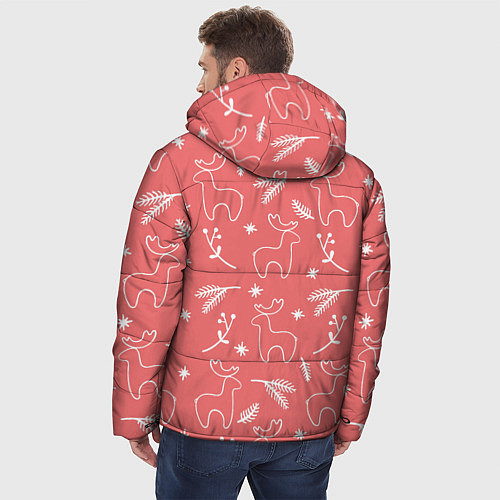 Мужская зимняя куртка Рождественский принт с оленями / 3D-Черный – фото 4
