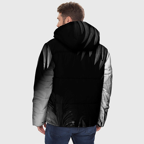 Мужская зимняя куртка Mass Effect glitch на темном фоне вертикально / 3D-Черный – фото 4
